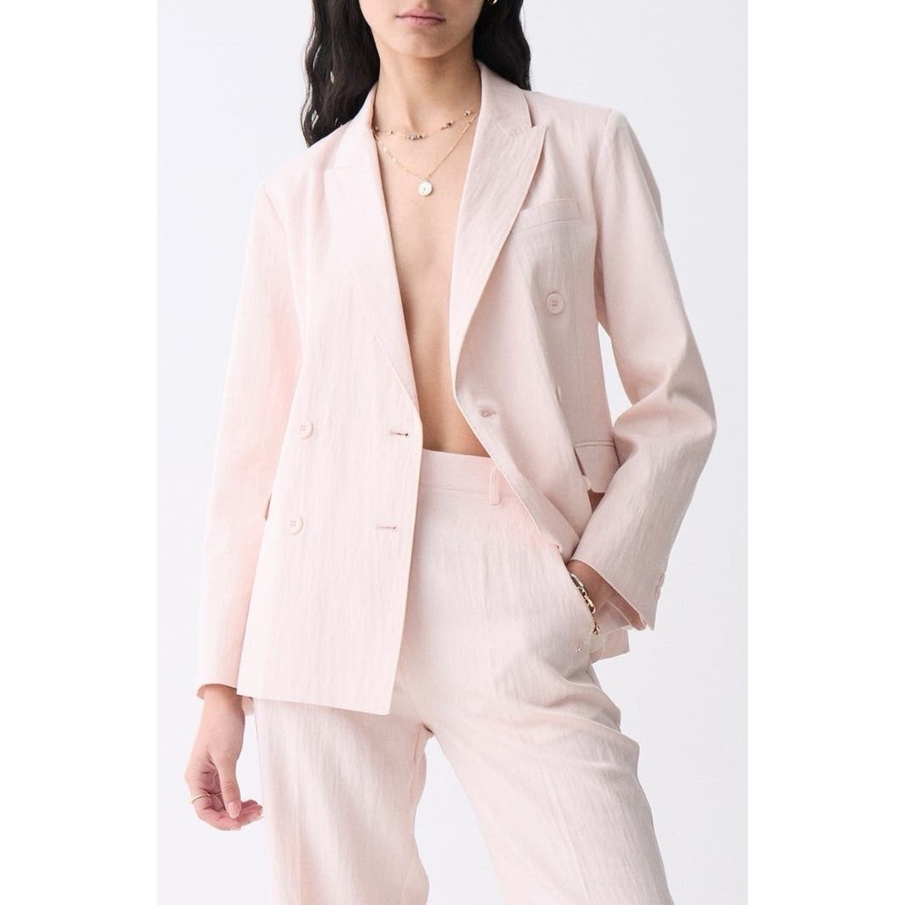 Deluc Caleira Double Breasted Pink Blazer Tailored Trouser Pants Size Small $300